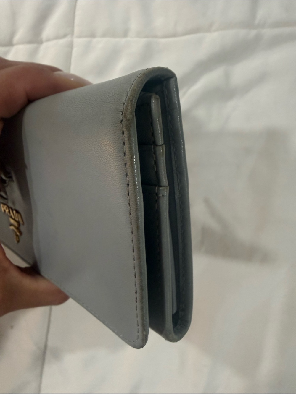 Prada Grey Leather Continental Wallet with Cocktail on Patch - Picture 3 of 9
